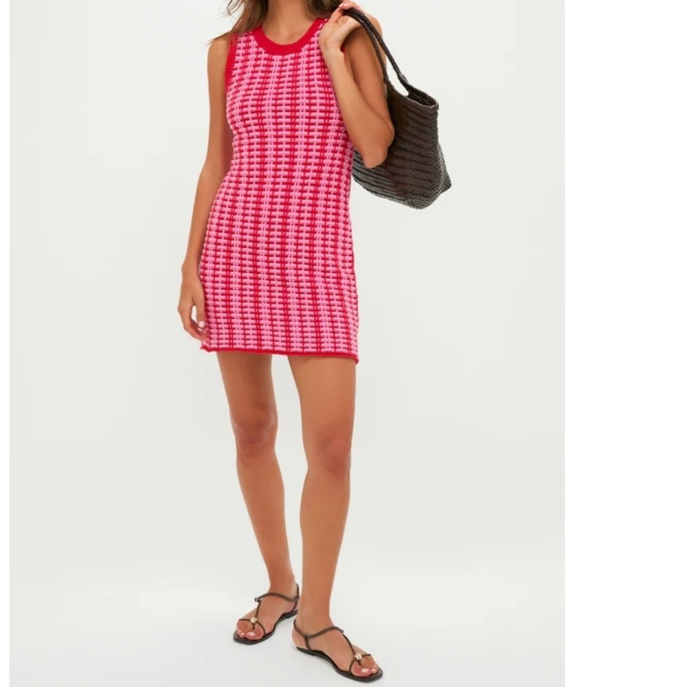 Hyacinth House Dellacorte Mini Dress Pink Red Knit Sleeveless Fall Size S NEW